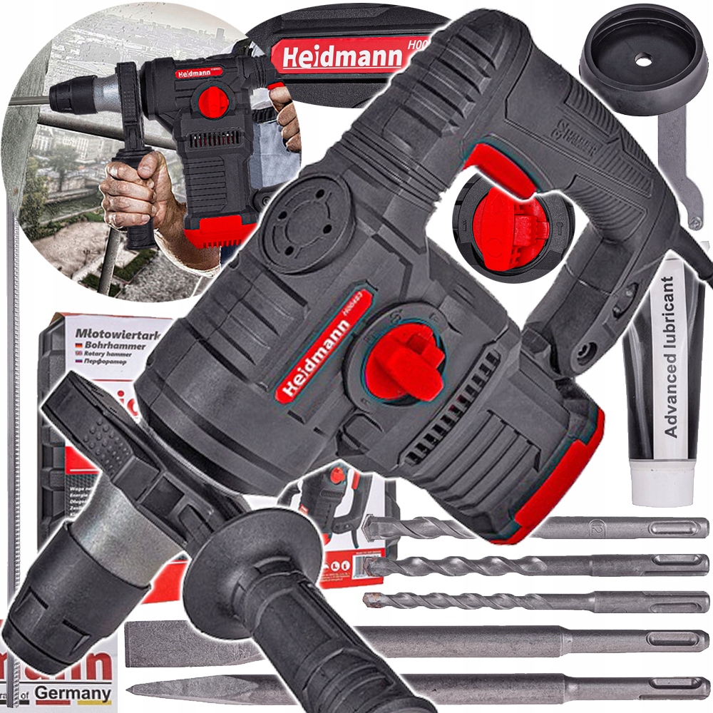 Młot Udarowy Młotowiertarka Wiertarka Sds Plus Walizka Dłuta Wiertła 2200W