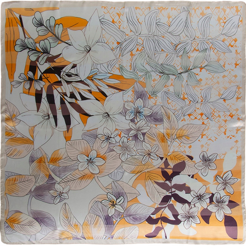 Dámská hedvábná šála Velká šála 100% hedvábí 88 x 88 cm Šála Květiny