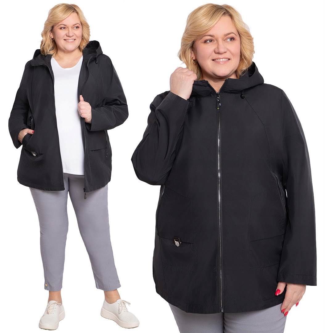 Černá bunda s lesklým akcentem 56