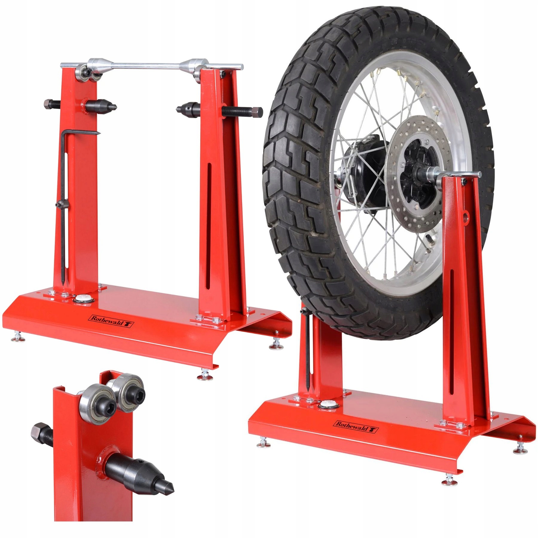 Vyvažovačka Kolies Motocyklov Do 21" S Vodováhou Rothewald Je Robustná