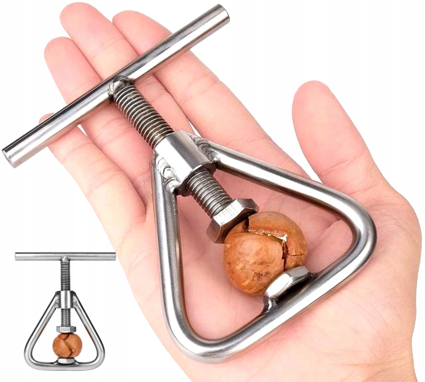 SOLIDNY DZIADEK DO ROZŁUPYWANIA ORZECHÓW CHROM Stalowy mocny wkręcany Stan opakowania oryginalne