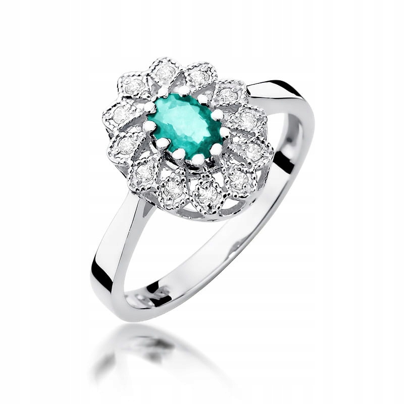 Prstýnek z bílého zlata se smaragdem r11