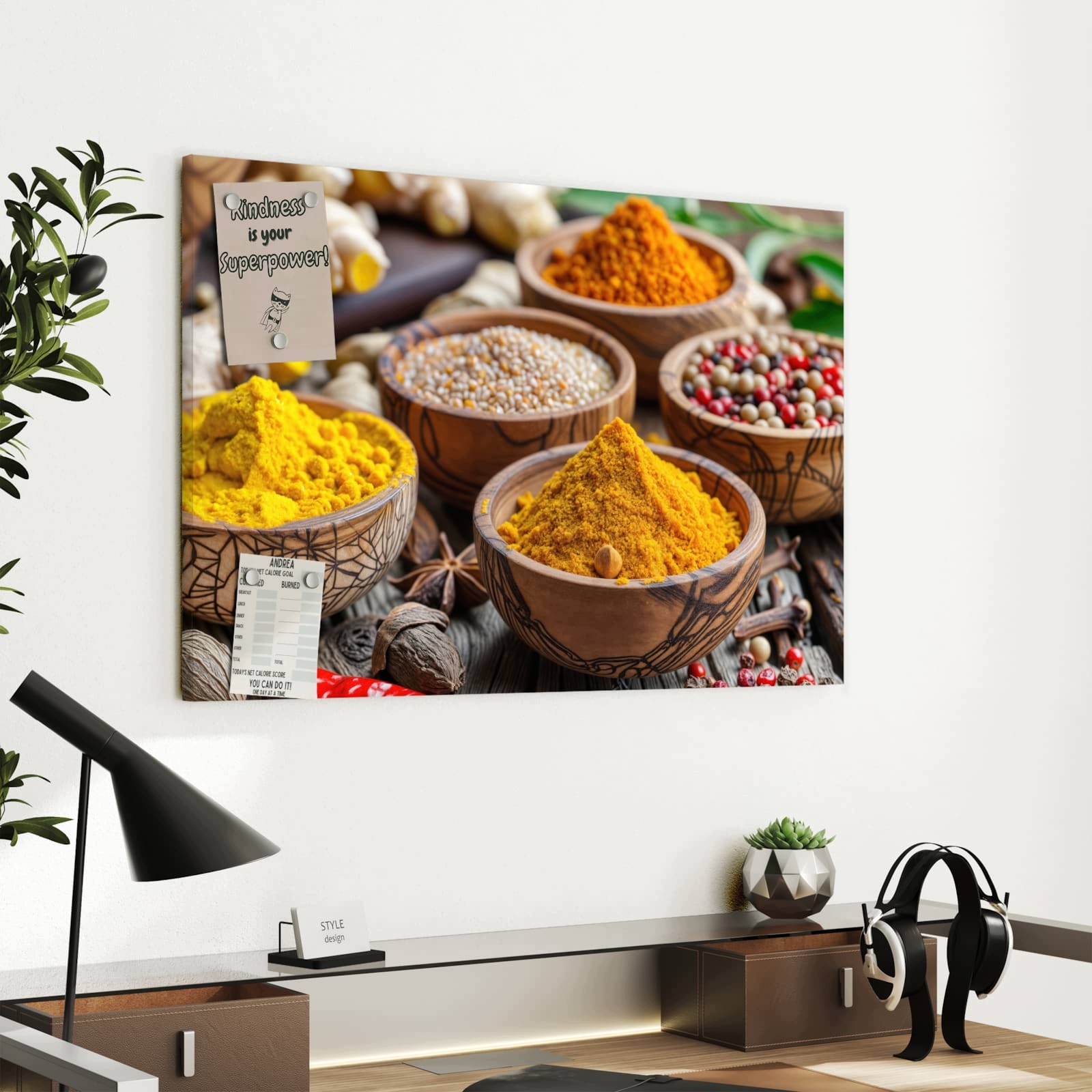 Magnetická tabule Koření Misky 60 × 40 cm