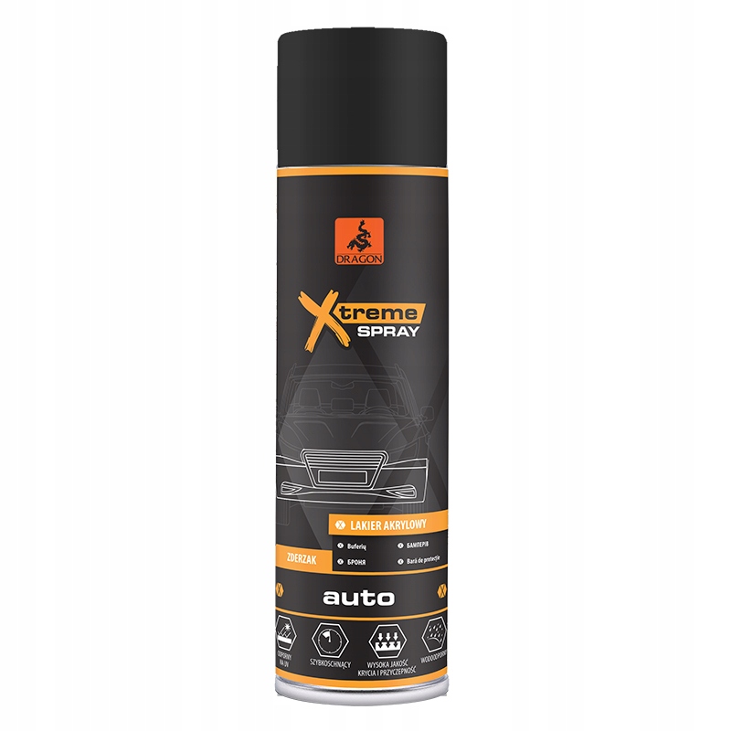 

Lakier Akrylo Auto Zderzak w Aerozolu Czarny 500ml