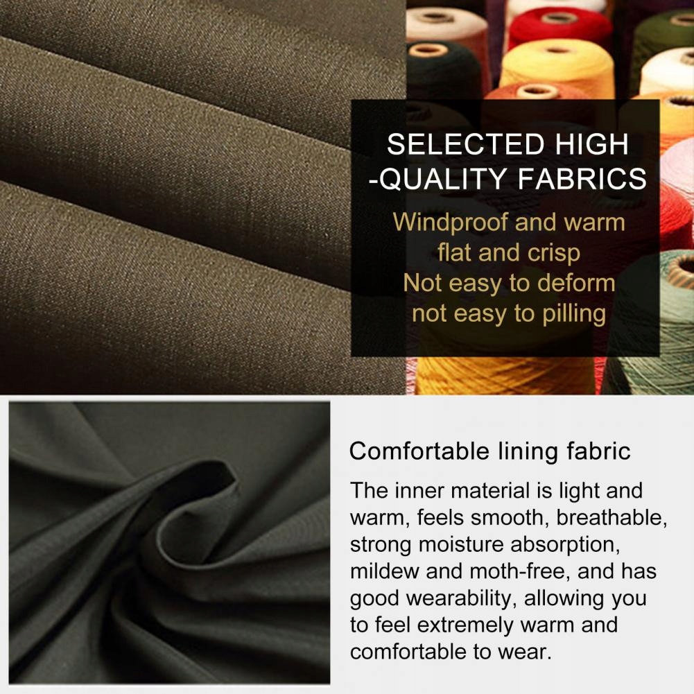 Men Coat Stand Collar Windproof Solid Color Casual Linia regular