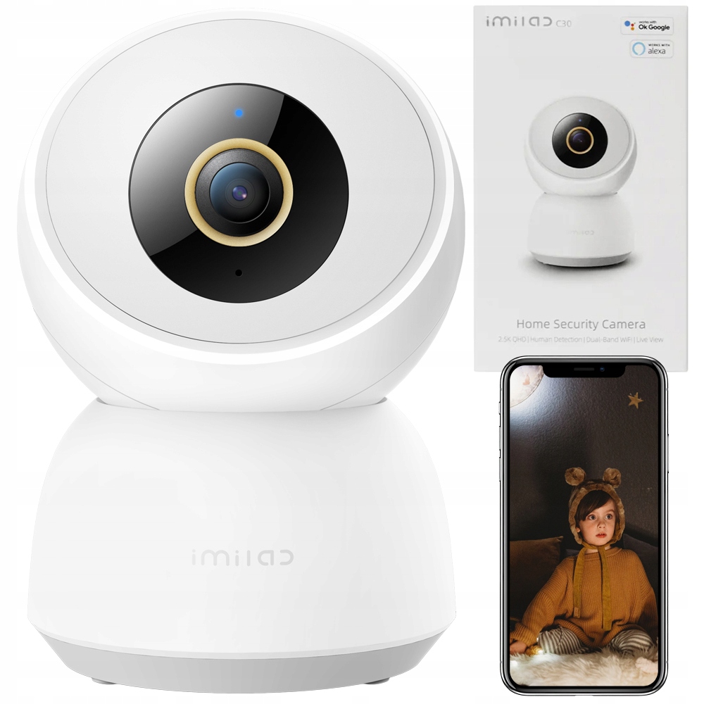 Imilab C30 Kamera pro monitorování Otočná Ip Chůvička 360° 1440p monitorování