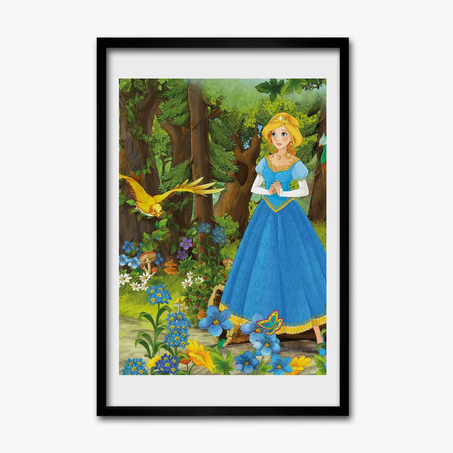 Grafika rámu Mdf Princezna les pták 40x60 cm