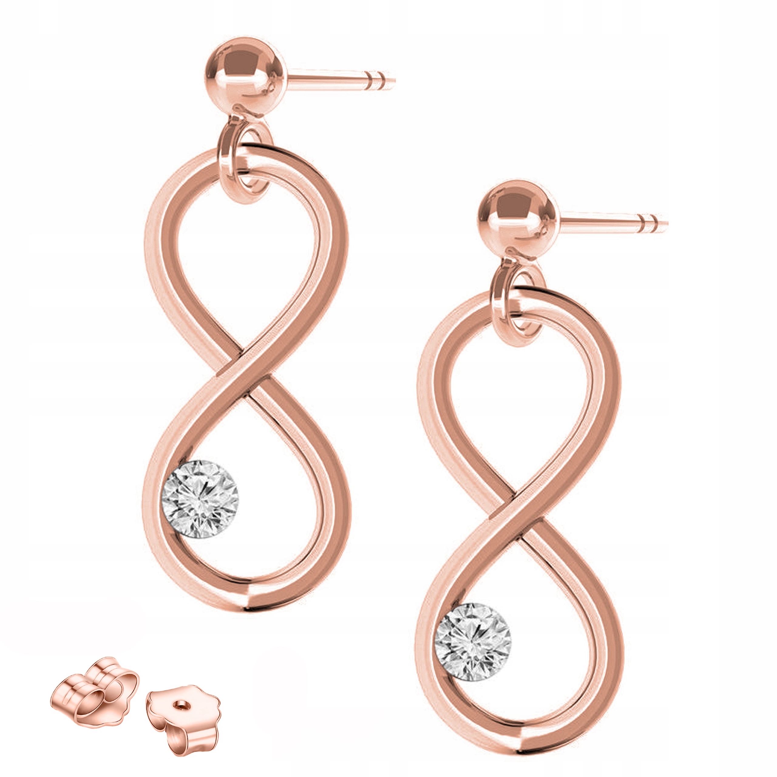 Náušnice Pozlacené Nekonečno s Zirkonií Osmička Zirkony Stříbro 925