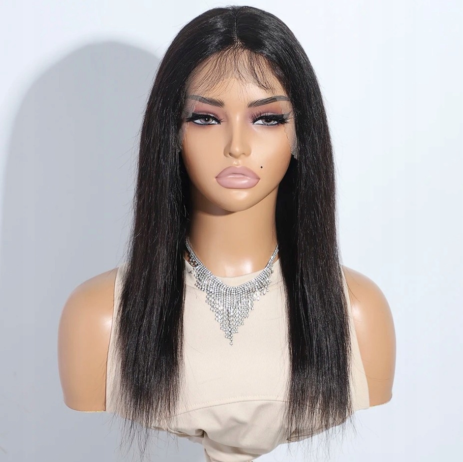 Peruka czarne proste długie włosy lace front 45 cm naturalne
