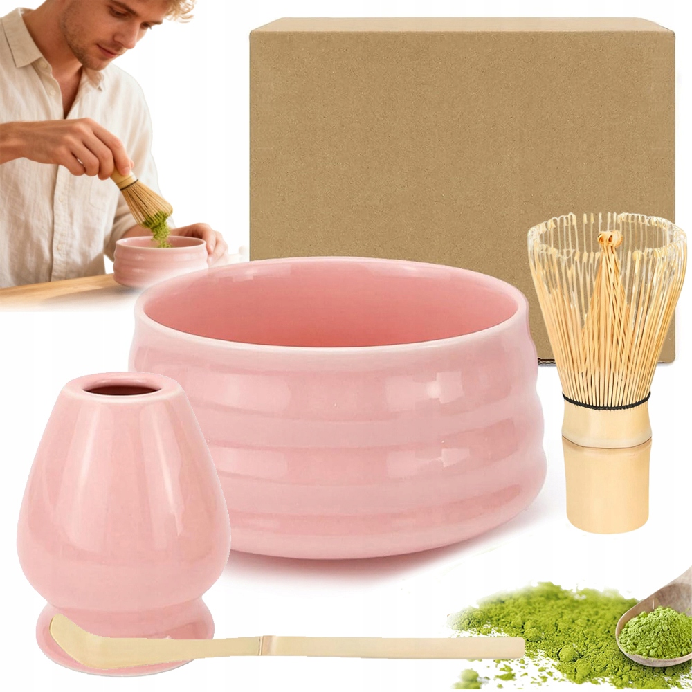 Levně Sada Na Matchu Ručně Vyrobená Keramika Bambus Metla Lžíce Stojan
