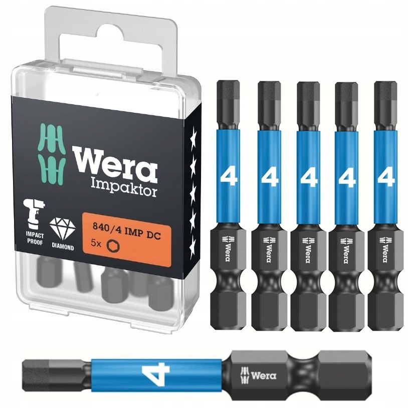 Wera Końcówka do wkrętarki udarowa Imbus 4 mm L=50 mm Impaktor 5 szt.
