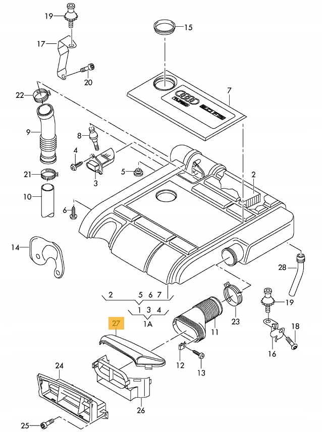 OSŁONA WLOTU POWIETRZA OCTAVIA II GOLF V + 2.0 FSi Numer katalogowy części 1K0805965C