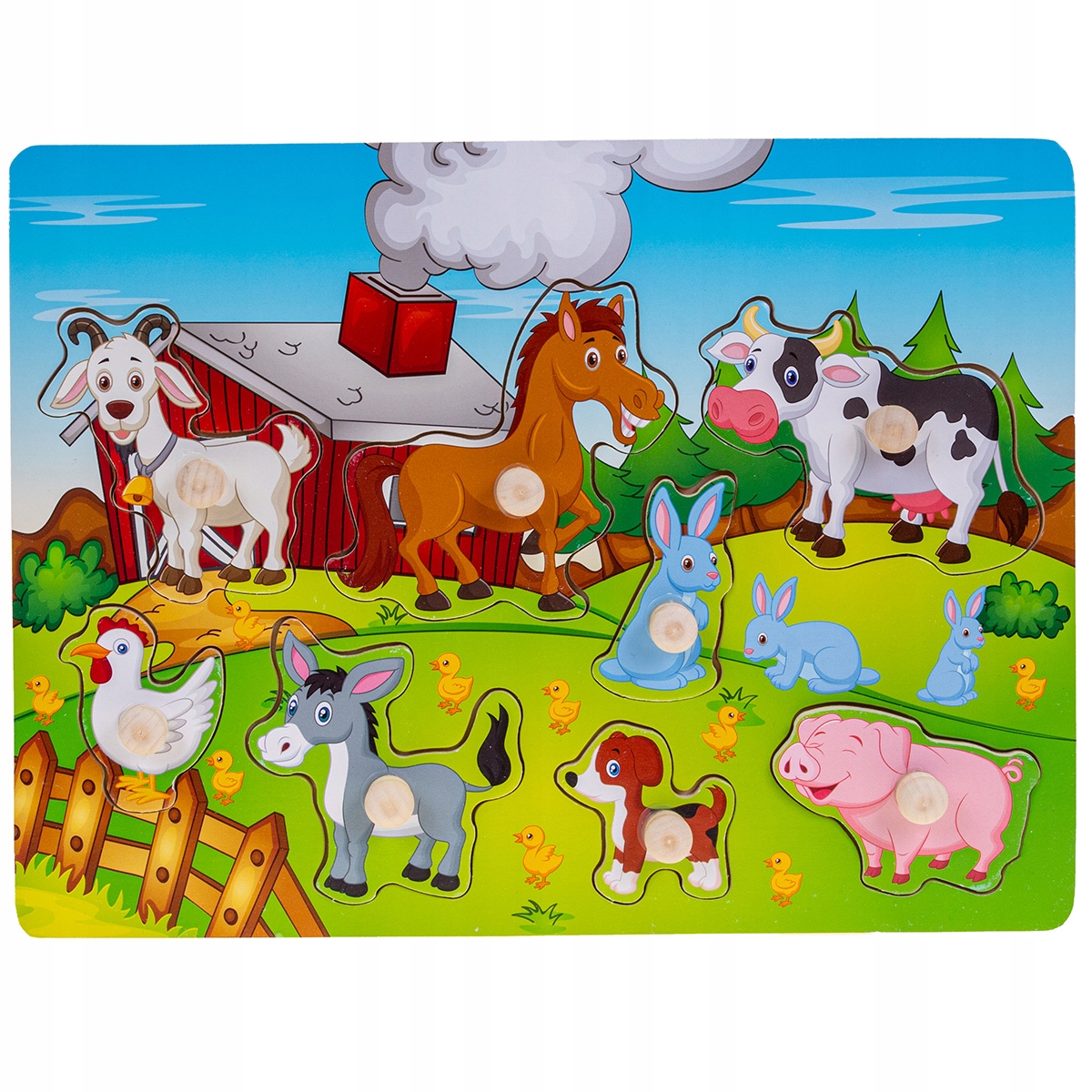 UKŁADANKA DREWNIANA FARMA Z UCHWYTAMI SMILY