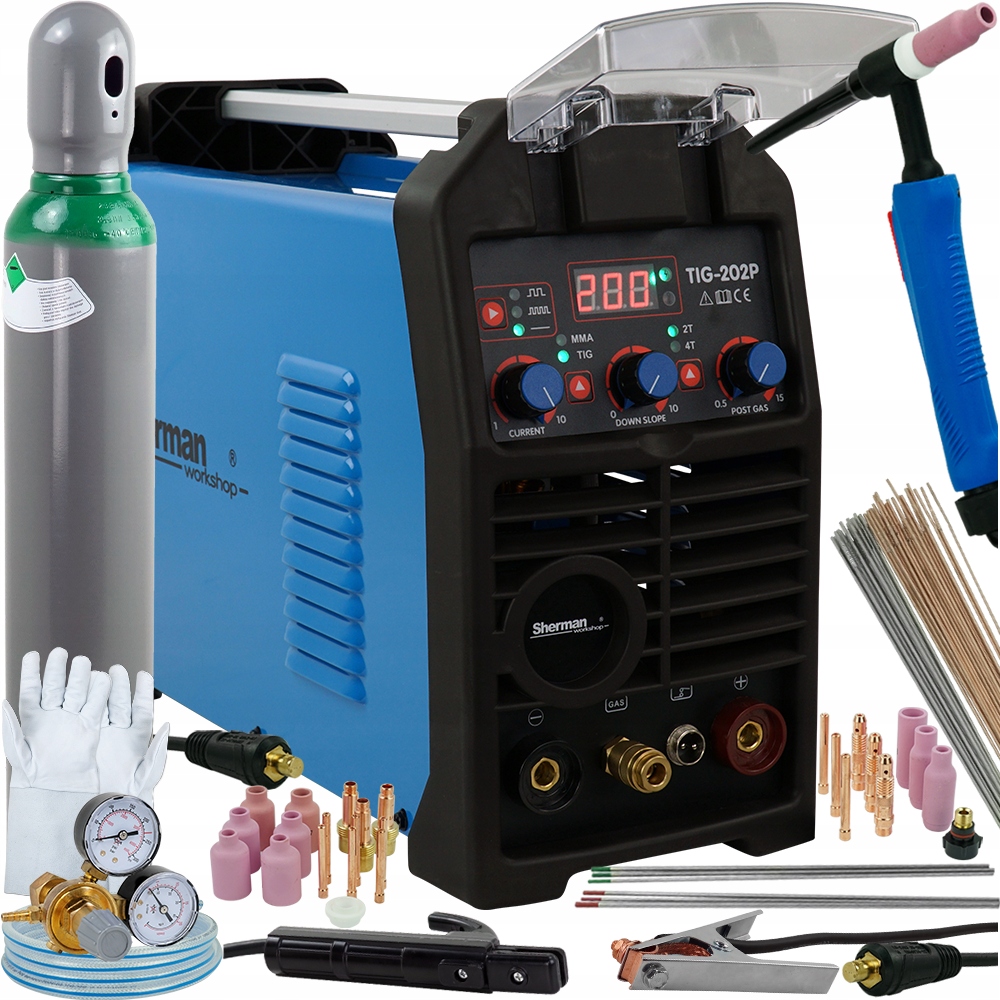 Spawarka inwertorowa TIG MMA 200 DC z Pulsem Butla