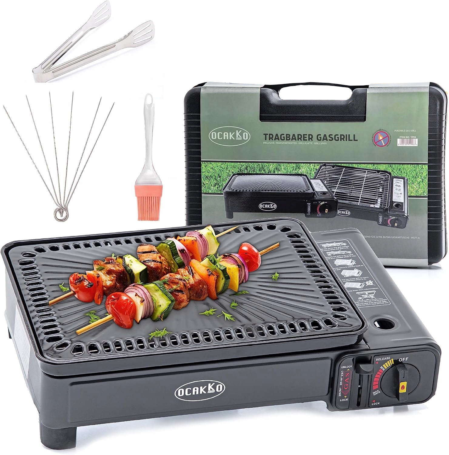 Přenosný Plynový Turistický Gril 2v1 Kufříkový Kufr plus Akcesoria