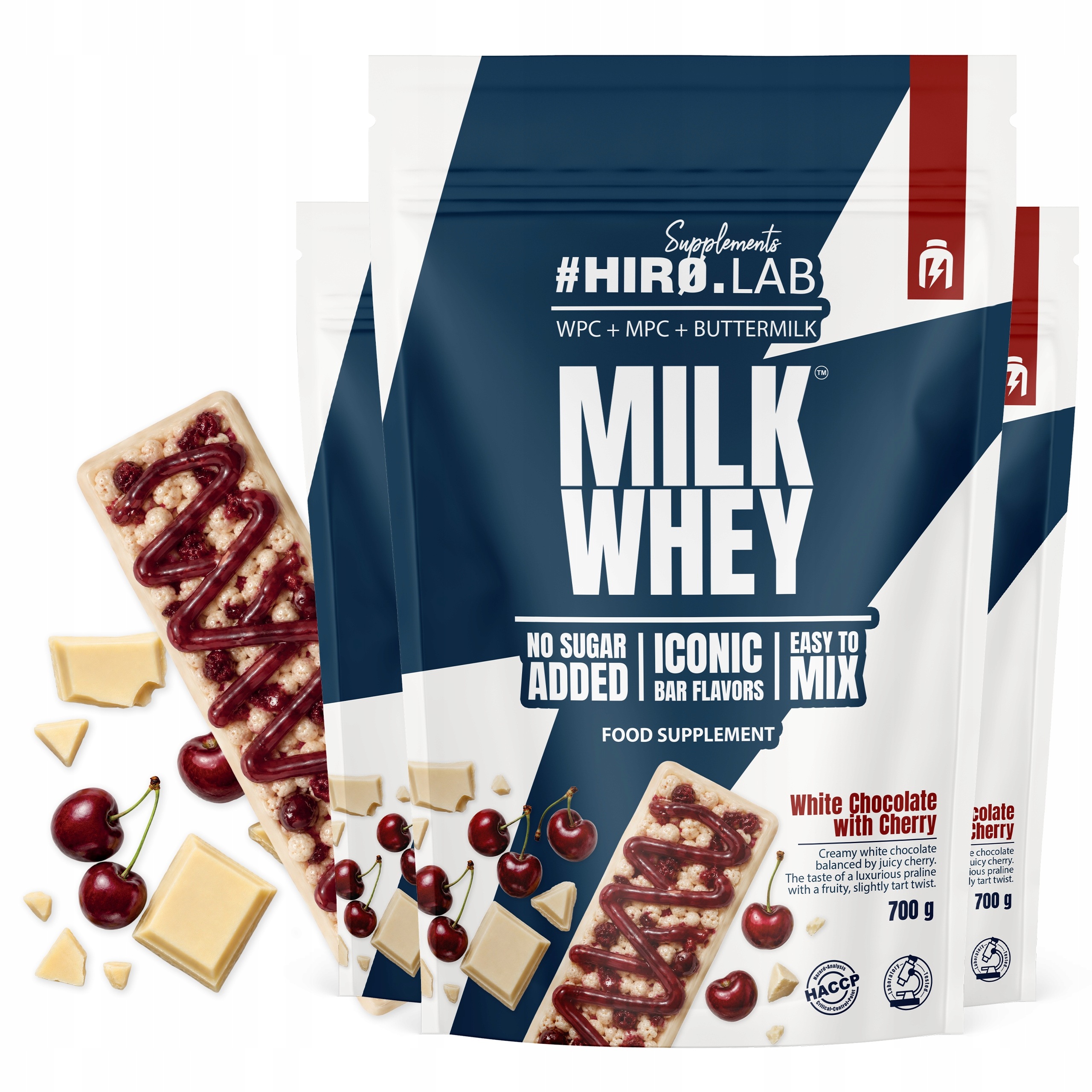 3x Wpc 80 Bílkoviny Protein Mpc Protein Milk Whey 700 g Višeň HiroLab