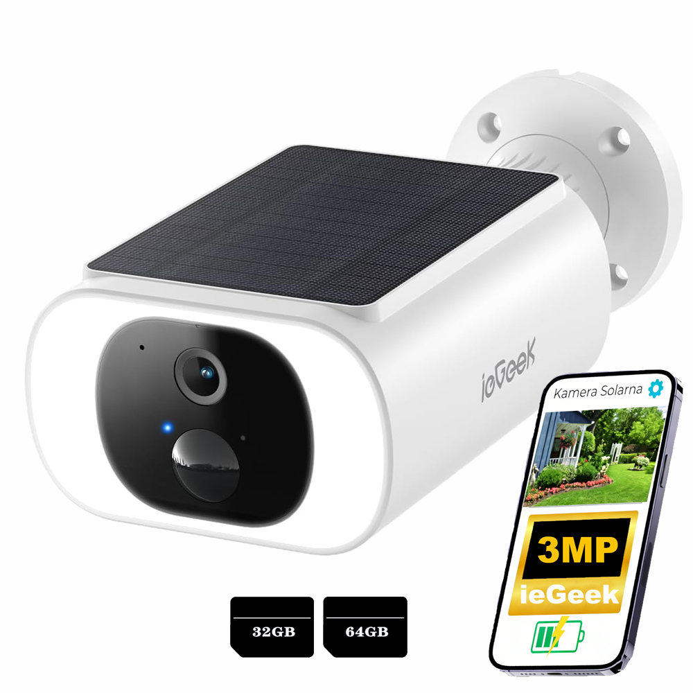 Wifi Ip Kamera Vnitřní Venkovní 3MPX Detekce Alarmu s paměťovou kartou