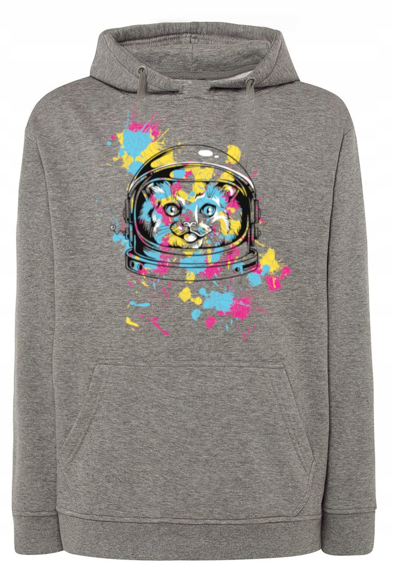 Pánská mikina s barevným potiskem Kočka Astronauta vel. 3XL