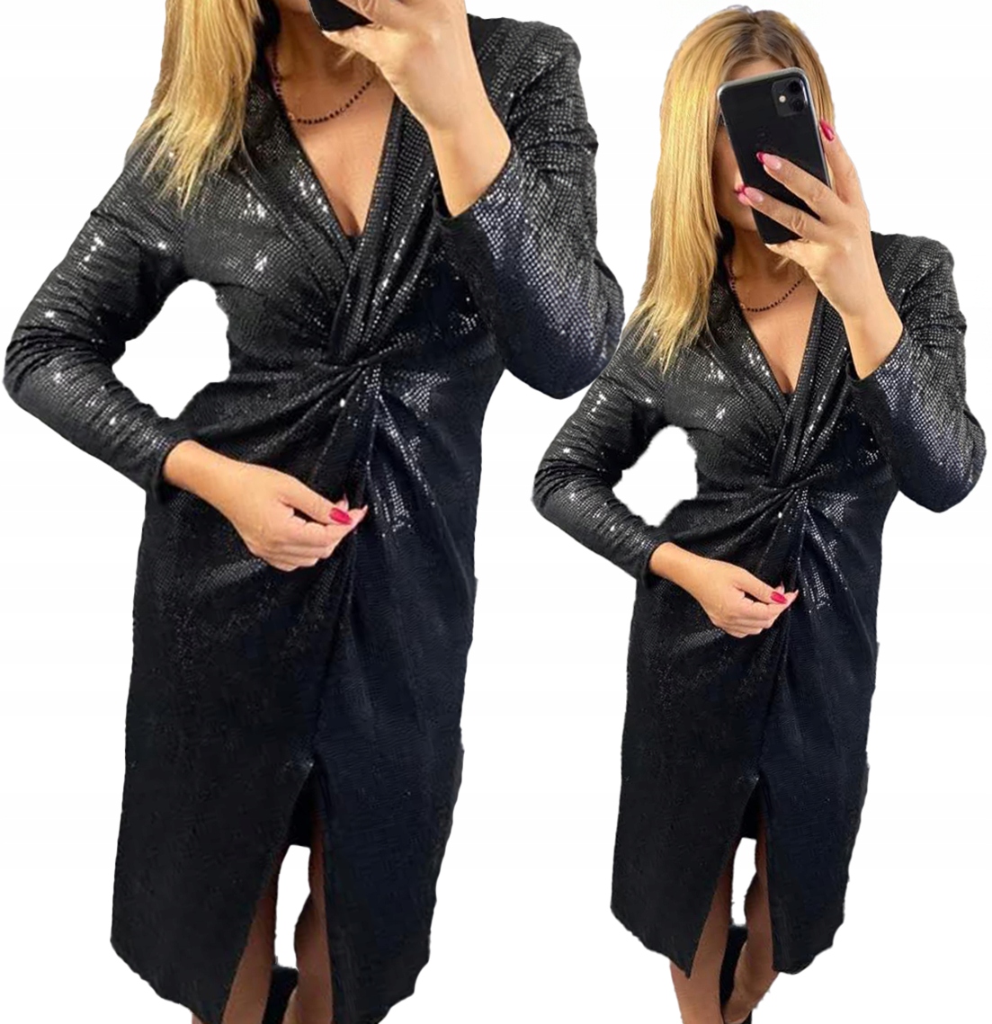 Šaty Černá Večerní Elegantní Lesklá Párty Elegantní vel.40