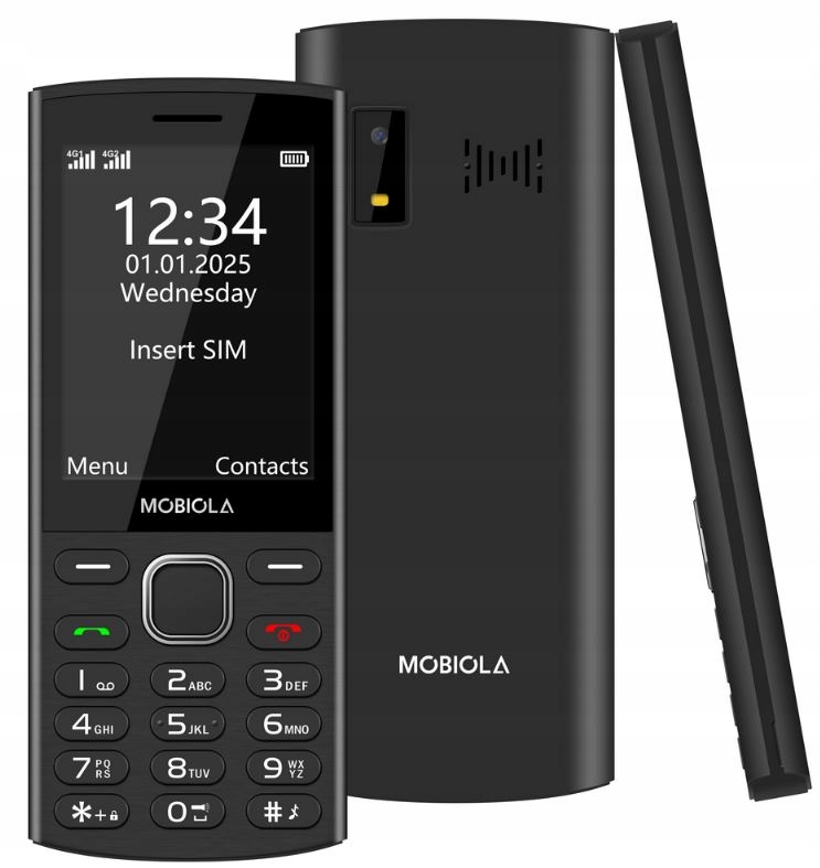 Telefon dla Seniora Mobiola Przycisk Sos Wytrzymała Bateria Kolor Czarny