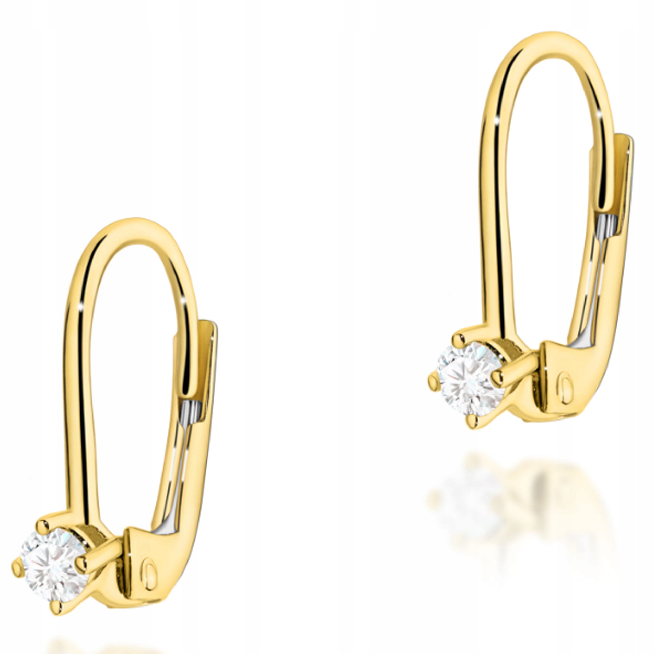 Zlaté náušnice 585 Jemné S Brilianty 1,05g diamanty pro ni 14kt