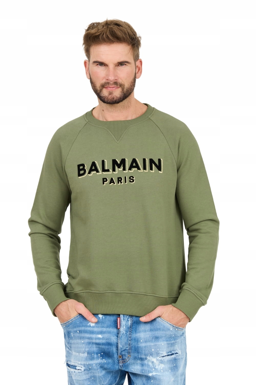 Balmain Zelená mikina Flock&foil Sweatshirt M