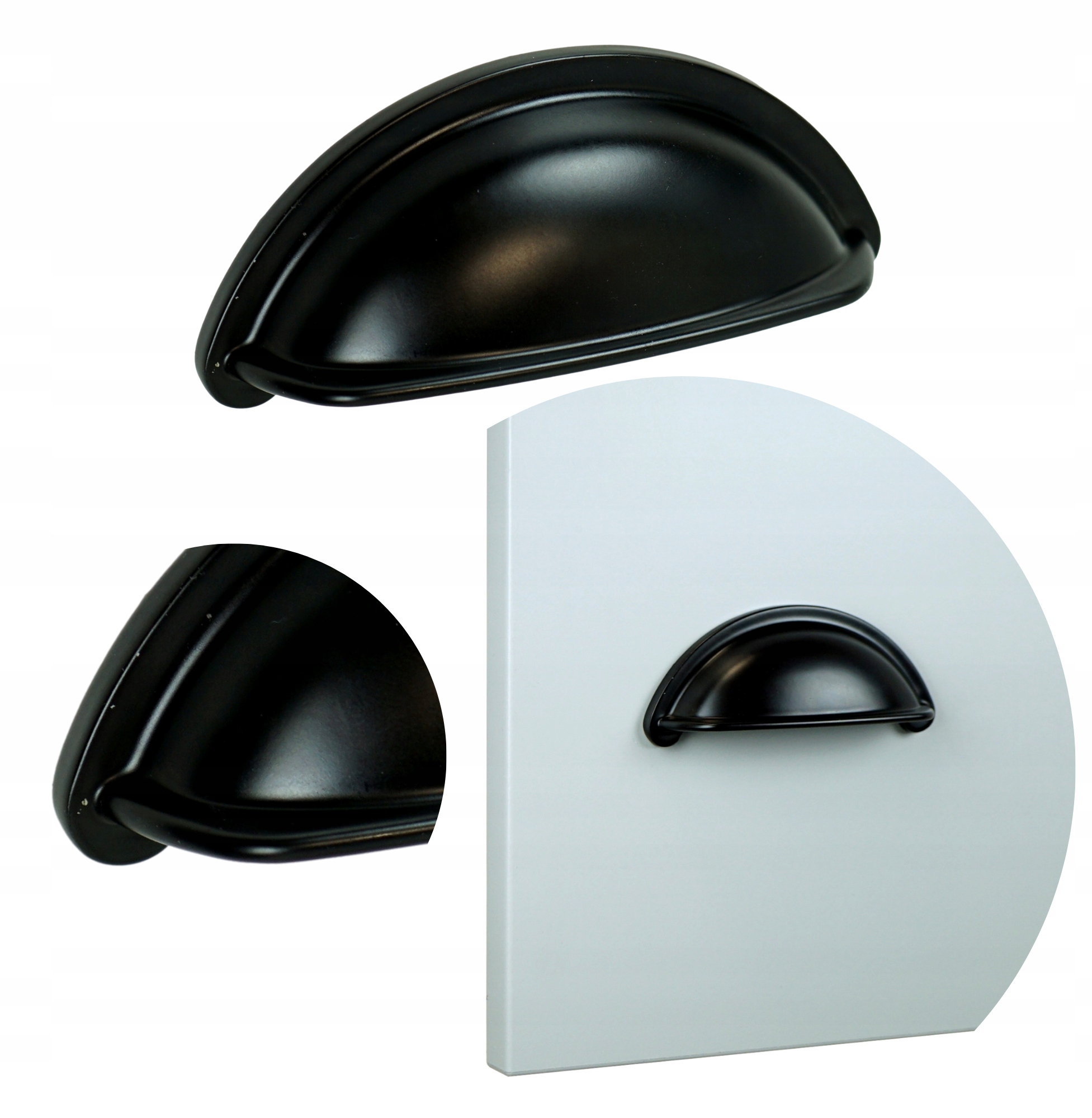 

Uchwyt meblowy typ Chicago, muszla, czarny, 76 mm