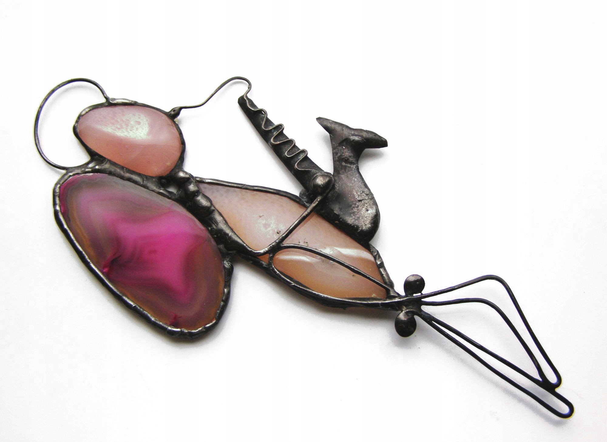 Vitráž kámen Anděl strážný saxofon 21 x 10 cm Achát