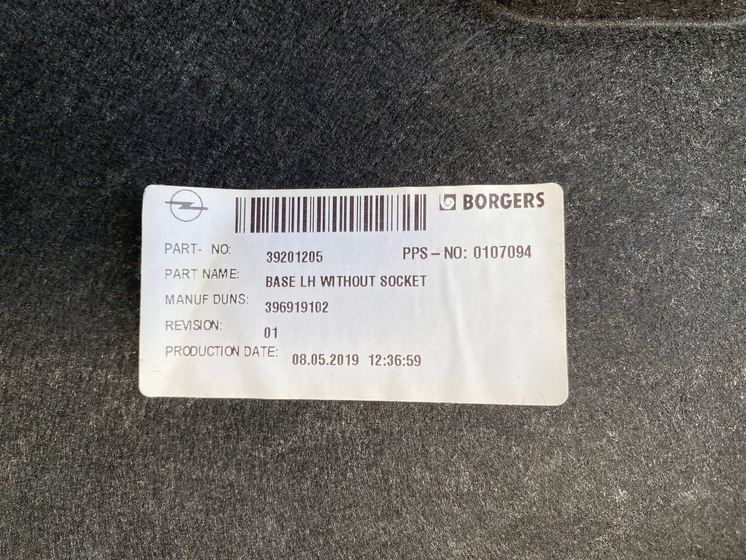 OPEL ASTRA V K 15-21 boot upholstery left upholstery 39201205 OE
