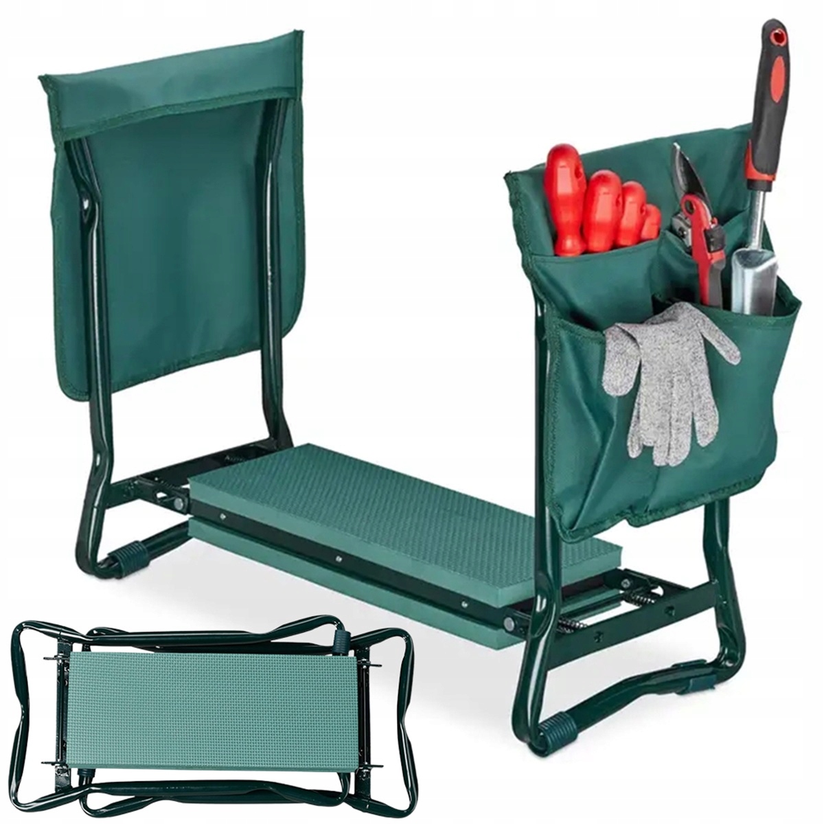 Skládací Stolička 2V1 S Podložkou Pro Pozemek A Trávník, Zelená