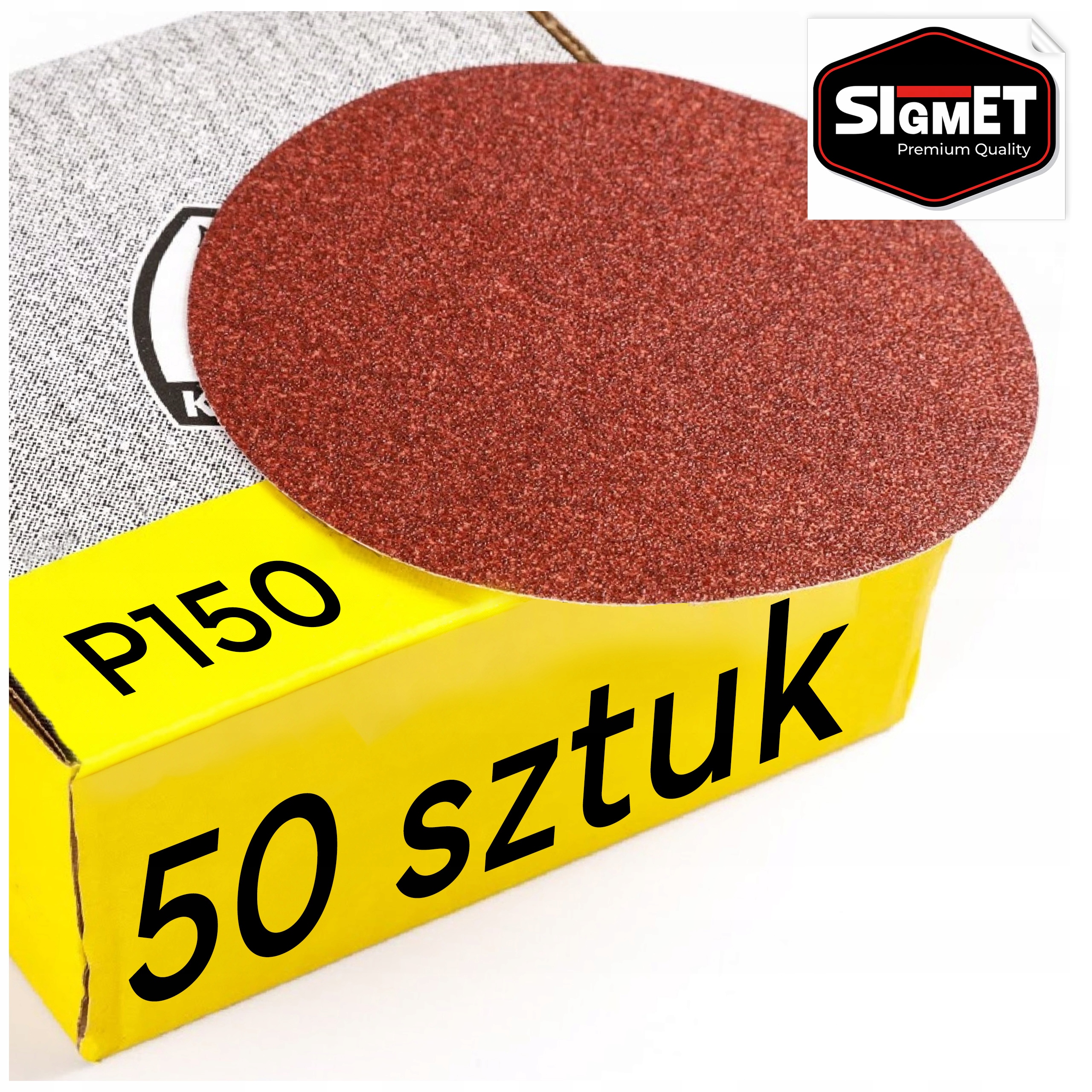 Krążek ścierny PAPIER DYSK NA RZEP OKRĄGŁY 125mm P150 DO POLEROWANIA 50 szt