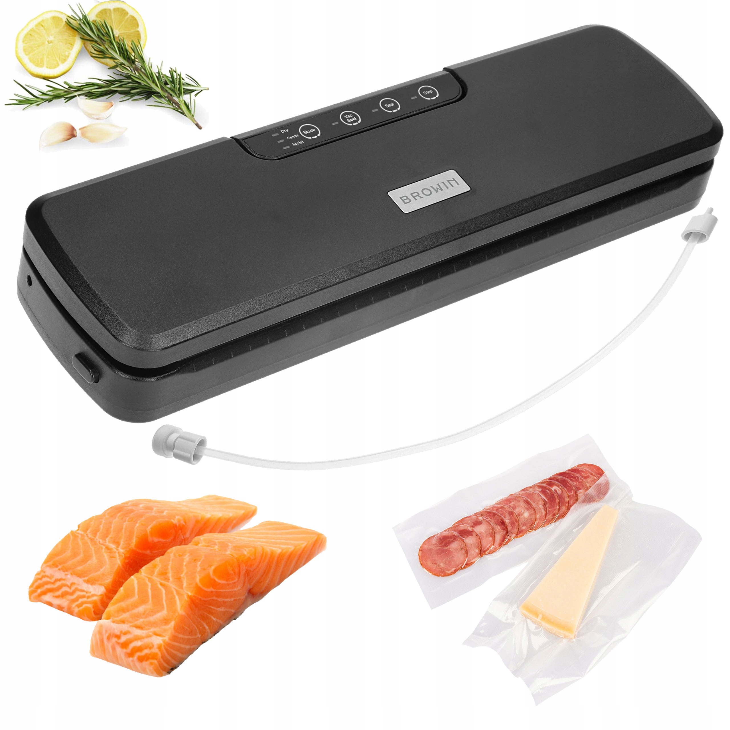 Zgrzewarka Próżniowa do Żywności Mięsa SERÓW+10 Worków Folia+wężyk Browin