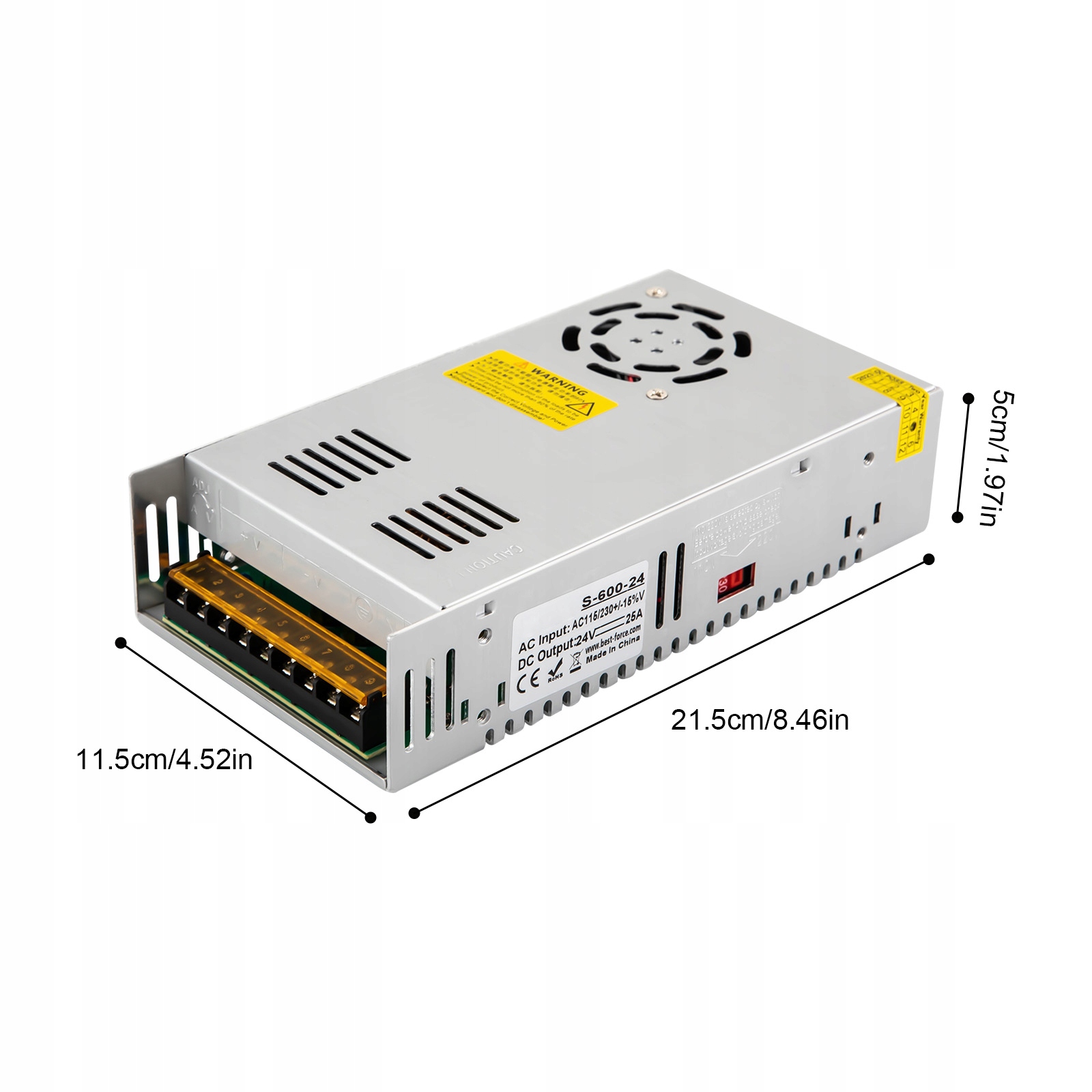 TRANSFORMATOR DC 24V 25A 600W ZASILACZ AC 220V 24V EAN (GTIN) 722487554066