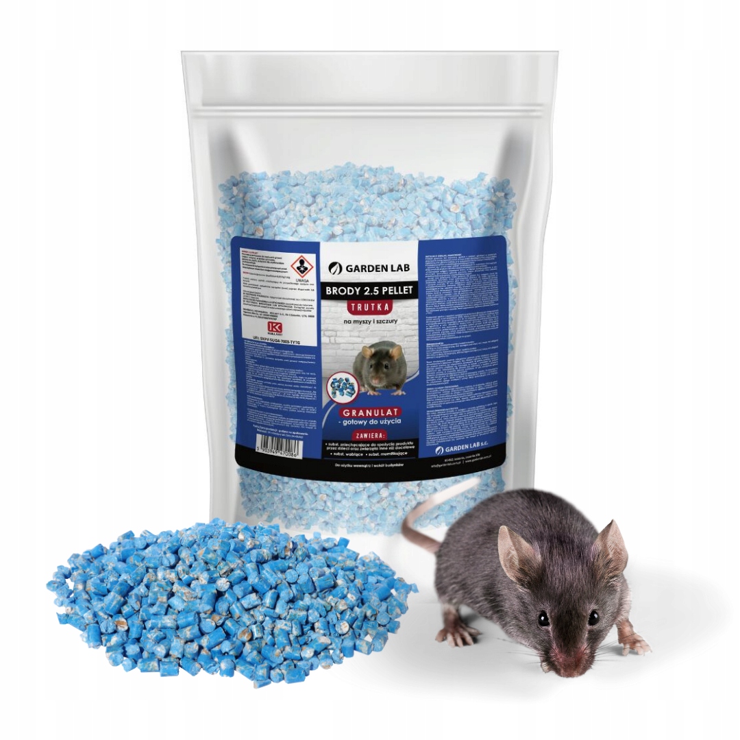 Brody 2.5 Pellet Granulat Trutka Na Myszy Szczury 5 Kg Brodifakum
