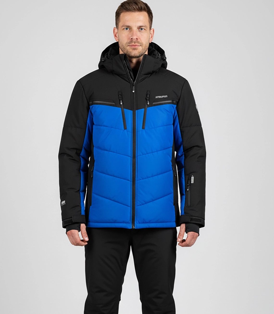 Pánská prošívaná bunda s kapucí, dvoubarevná, velikost 4XL