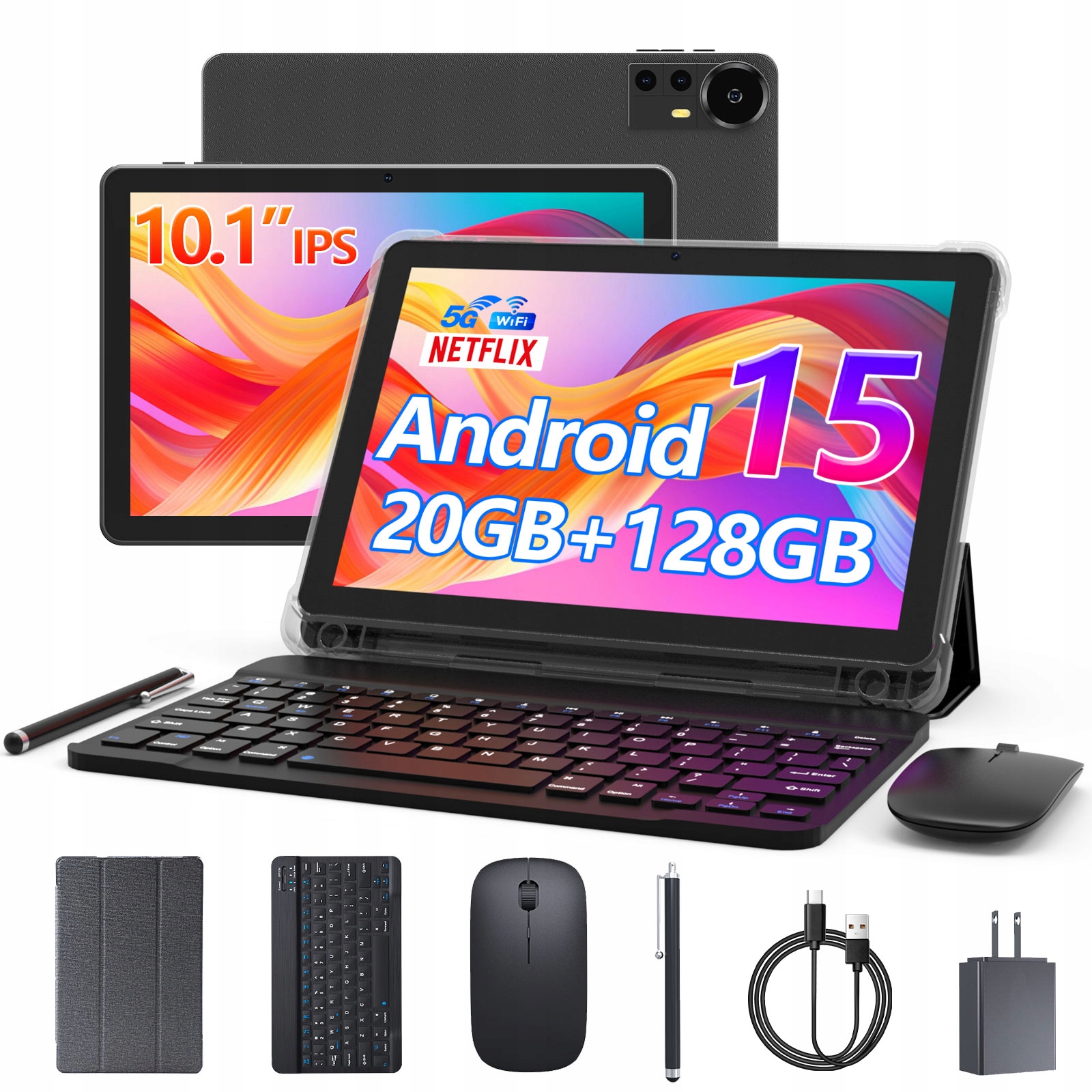 Tablet 10.1" Android 15 Ips 4GB/128GB klawiatura mysz etui rysik Valiron