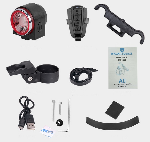BICYCLE SECURITY ALARM ANTUSI A8 GLB26 Rodzaj tylne