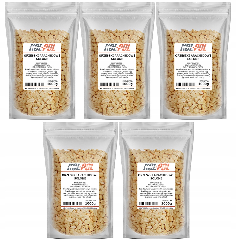 Levně Solené Arašídy 5 kg Arachidové pražené oříšky, kvalita Kol-Pol