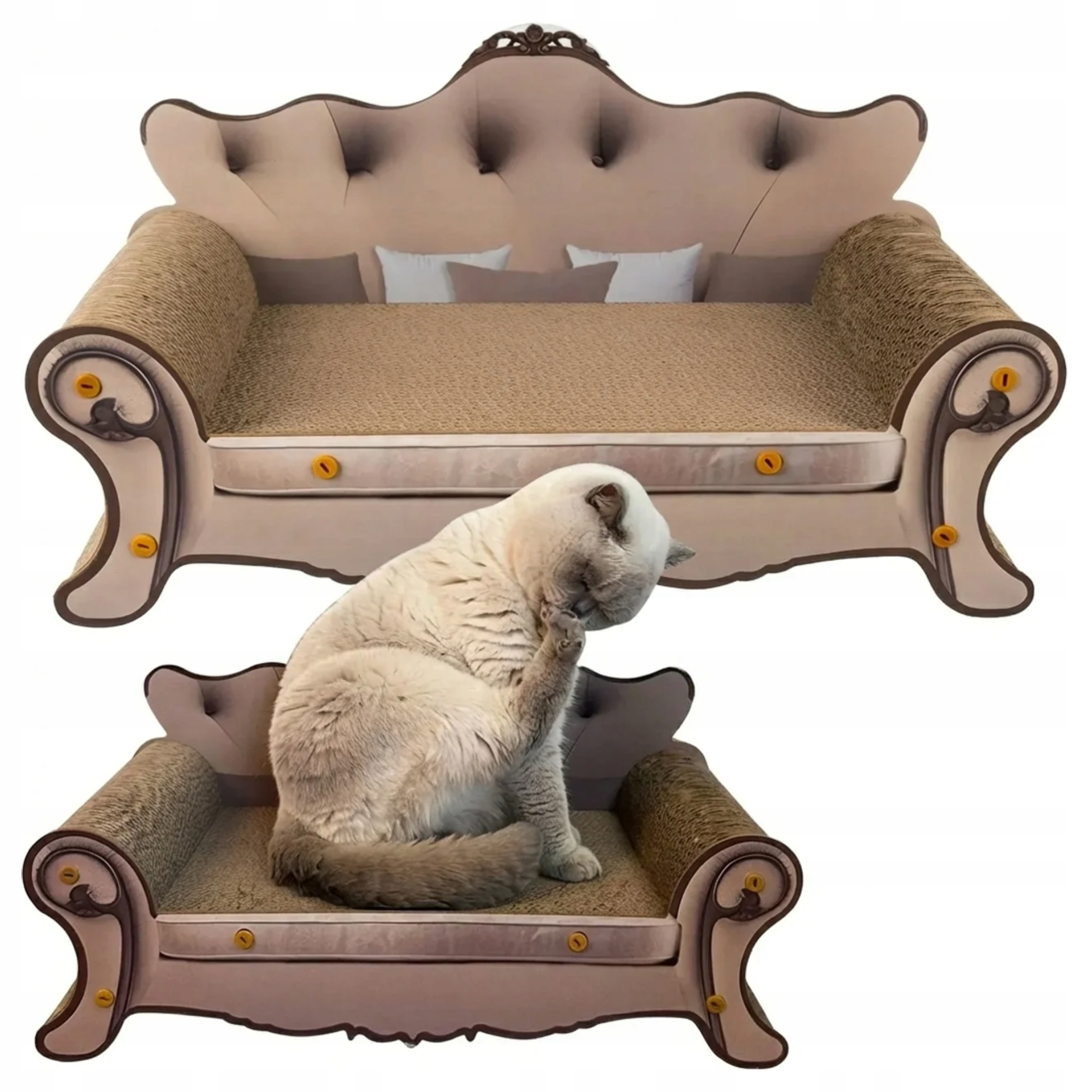 Škrabadlo pro kočky Kartonová horizontální pohovka Pohovka Lehátko Velké Pelíšek 2v1