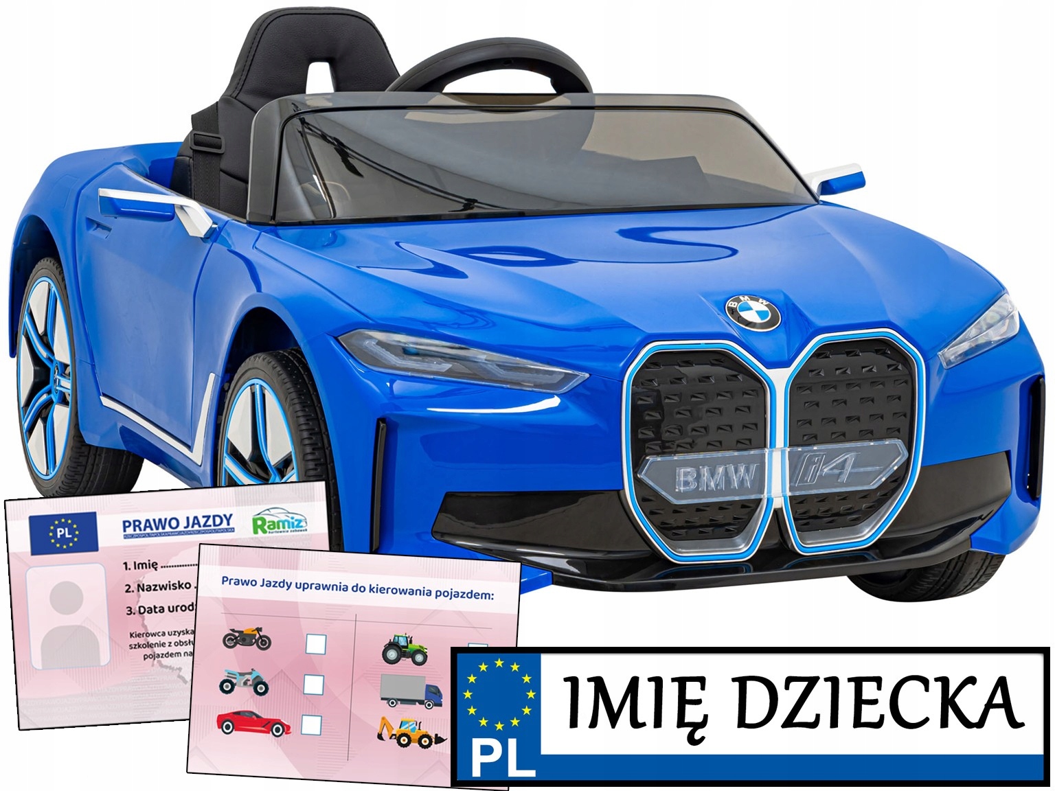 Auto Dla Dzieci na akumulator Bmw I4 pilot Tablica Z Imieniem prawo jazdy