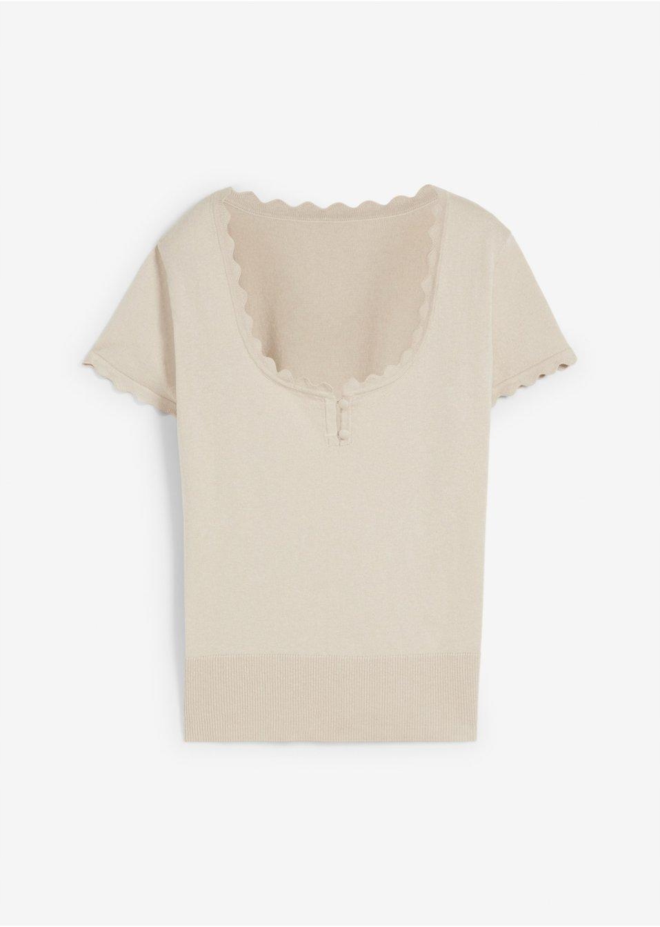 DZIANINOWA KOSZULKA DAMSKA __40/42 Dekolt okrągły