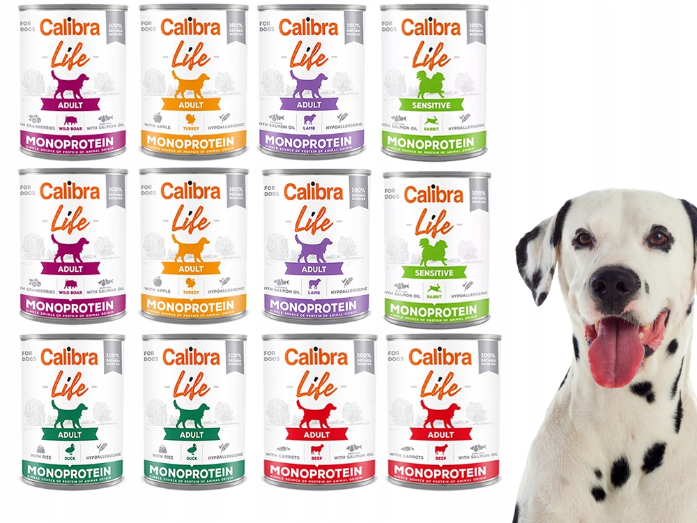 Levně Calibra konzerva Vlhké Krmivo Monoproteinová MIX Chutí Bez Kuřecího Masa 12 x 400 g