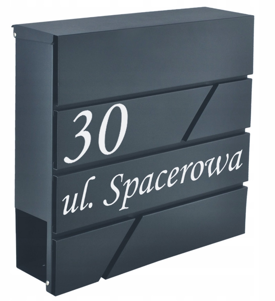 Poštovní Schránka Na Novinové Dopisy Antracit S Číslem Domu A Adresou Uv Tisk