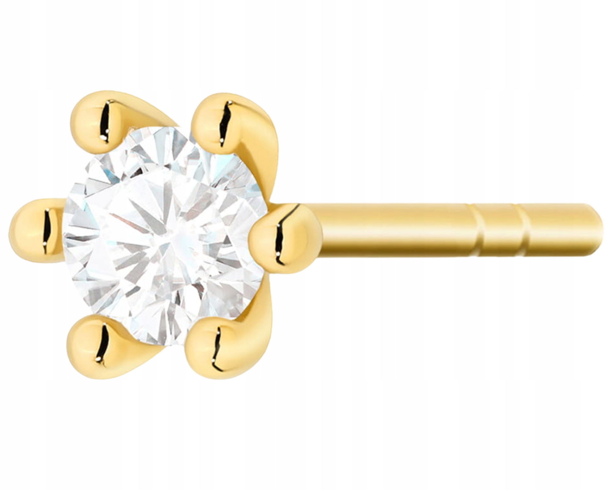 Zlatý Náušník 1 Ks S Diamantem Briliantem Helix Tyčinka Šroub Zlato 585