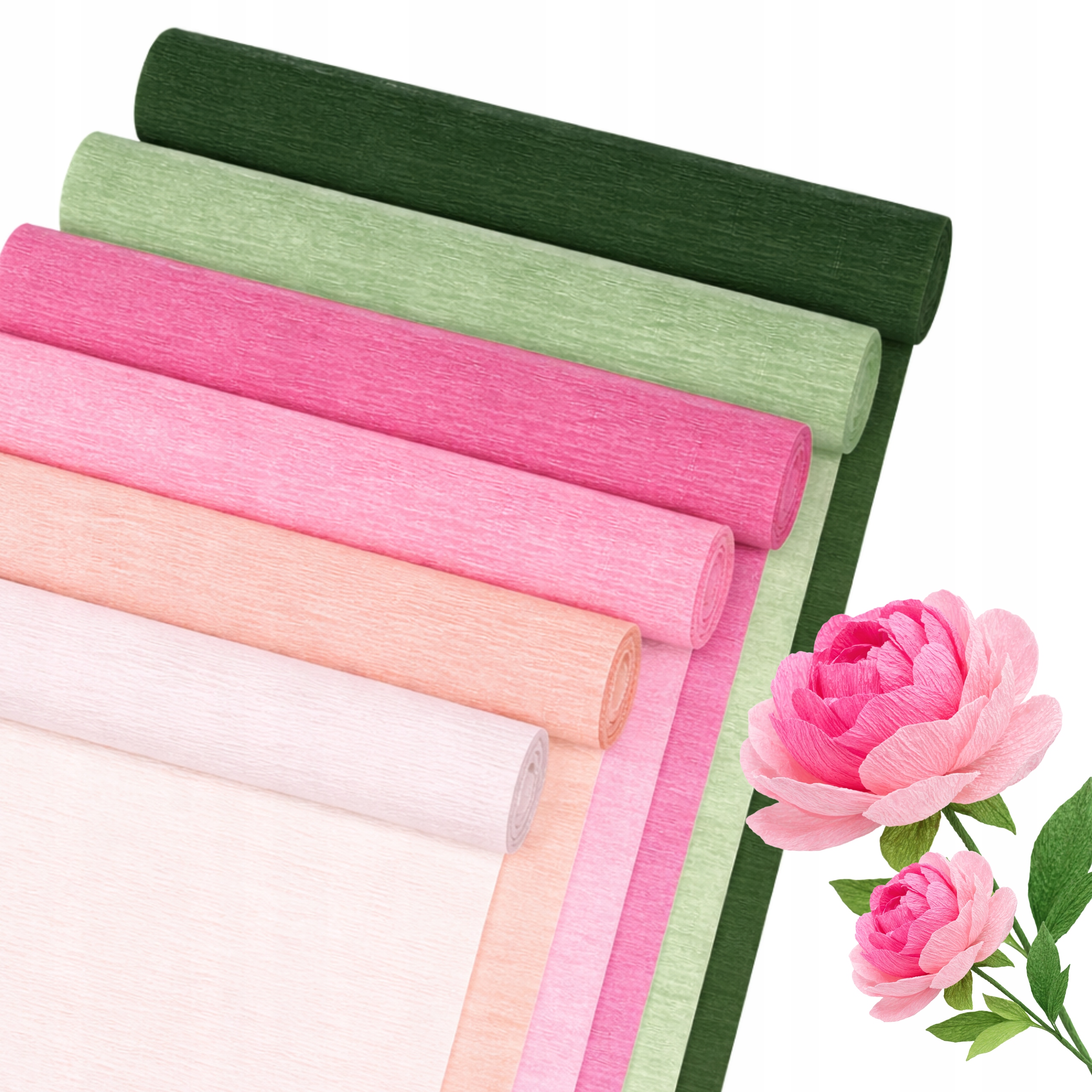 KREPINA BIBUŁA MARSZCZONA FLORYSTYCZNA PAPIER DO KWIATÓW 25x100cm 6 SZTUK