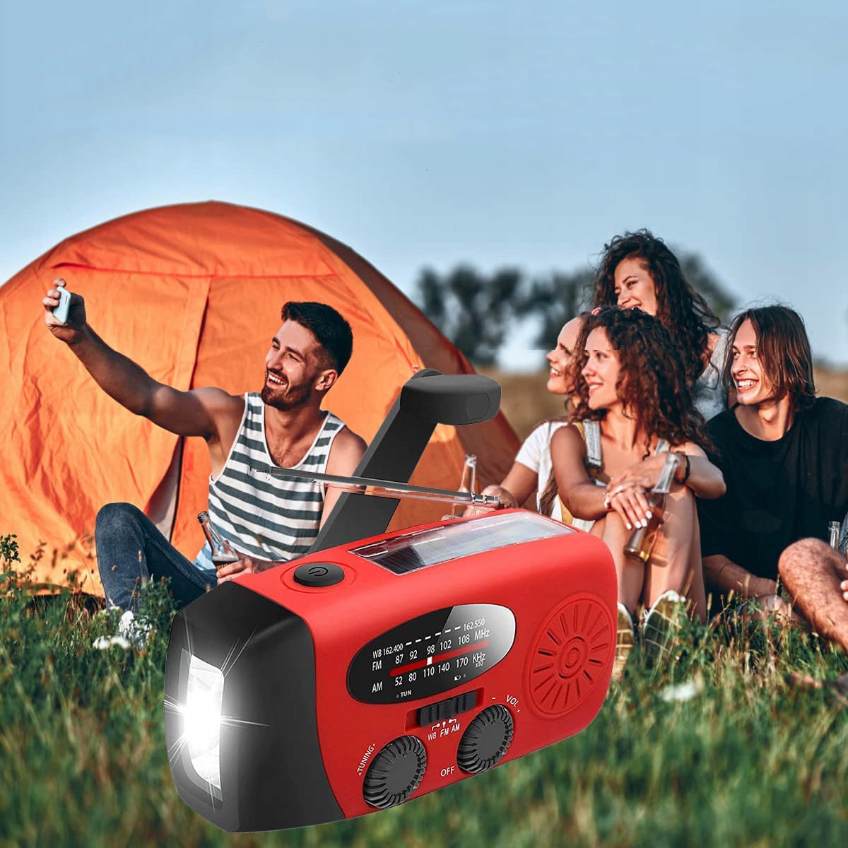 WIELOFUNKCYJN RADIO POWERBANK PANEL SOLAR SURVIVAL Zasilanie baterie