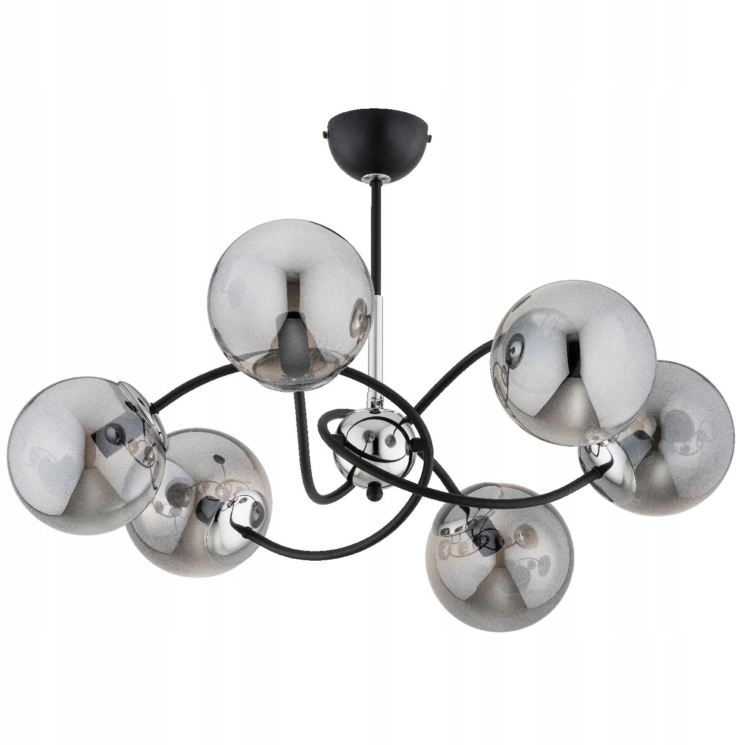 Stropná lampa Alfa Aurora glamour 6xE14 čierna/chrómové sklo IP20