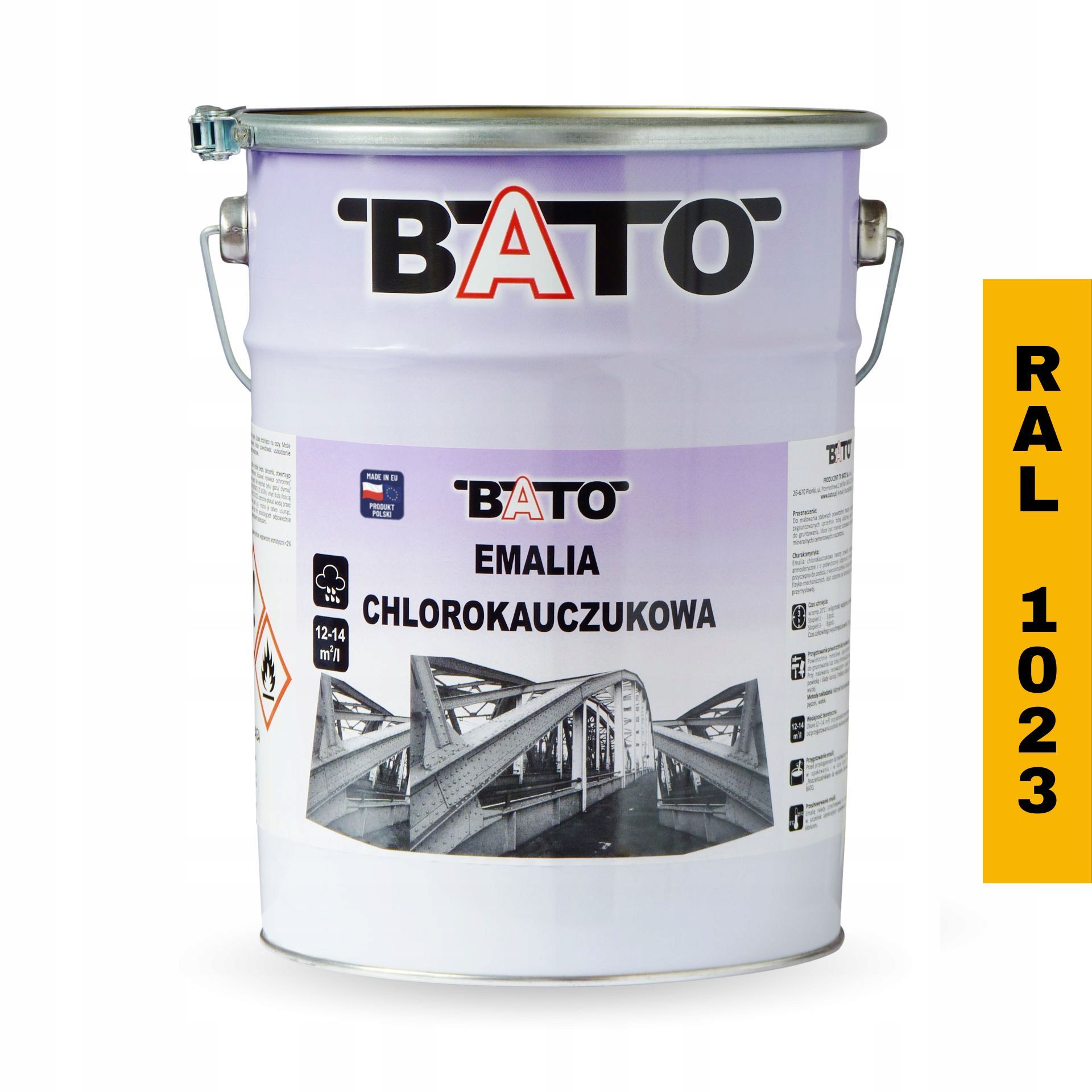 Chlorkaučuková emailová Barva na kov Bato Ral 1023 žlutá 5 l
