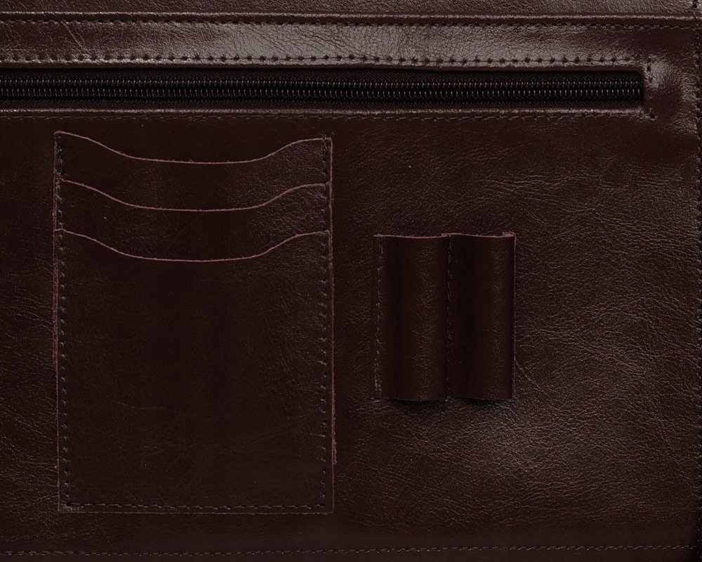 SKÓRZANA AKTÓWKA TECZKA NA DOKUMENTY BIWUAR SOLOME A5 BRĄZOWA Kolor brązowy