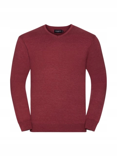 Pánský svetr V-neck Russell Cranberry Marl XXL